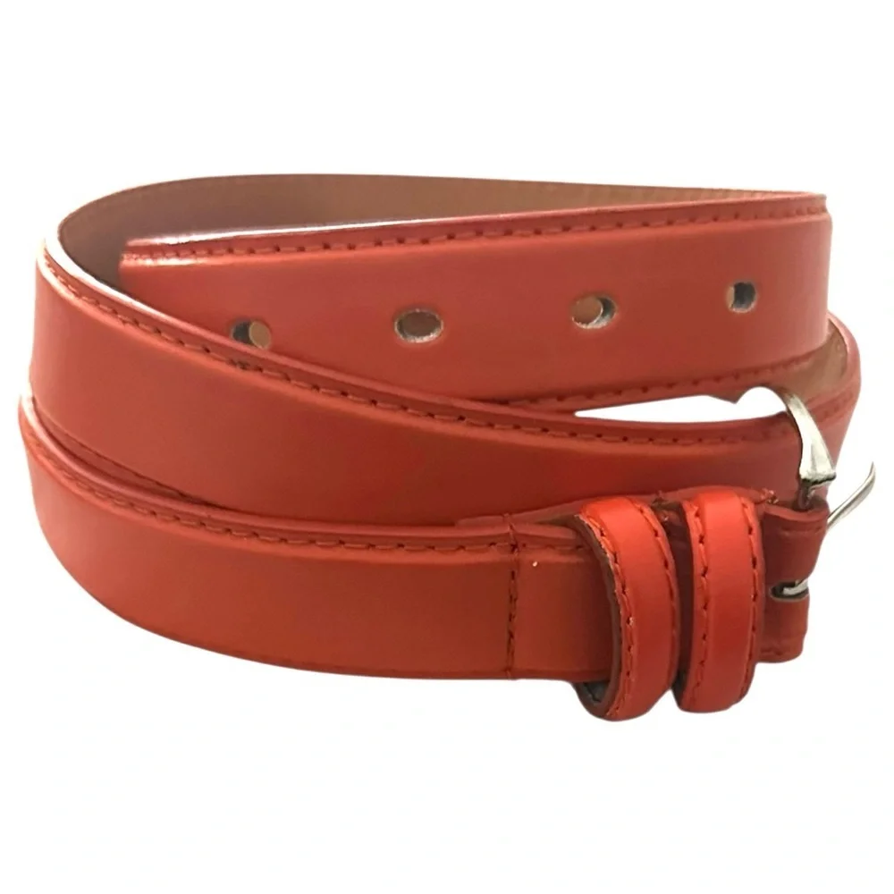 Genuine Leather Orange Belt Sz M EUC